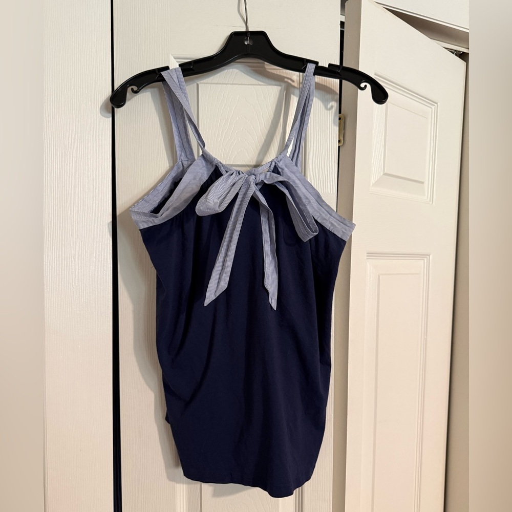 GAP Navy Tank Top with Light Blue Tie-Strap Detail